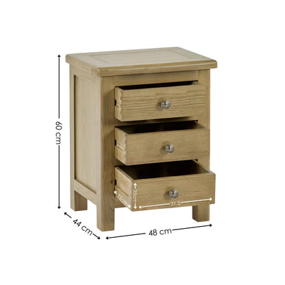 Cotswold Oak 3 Drawer Bedside