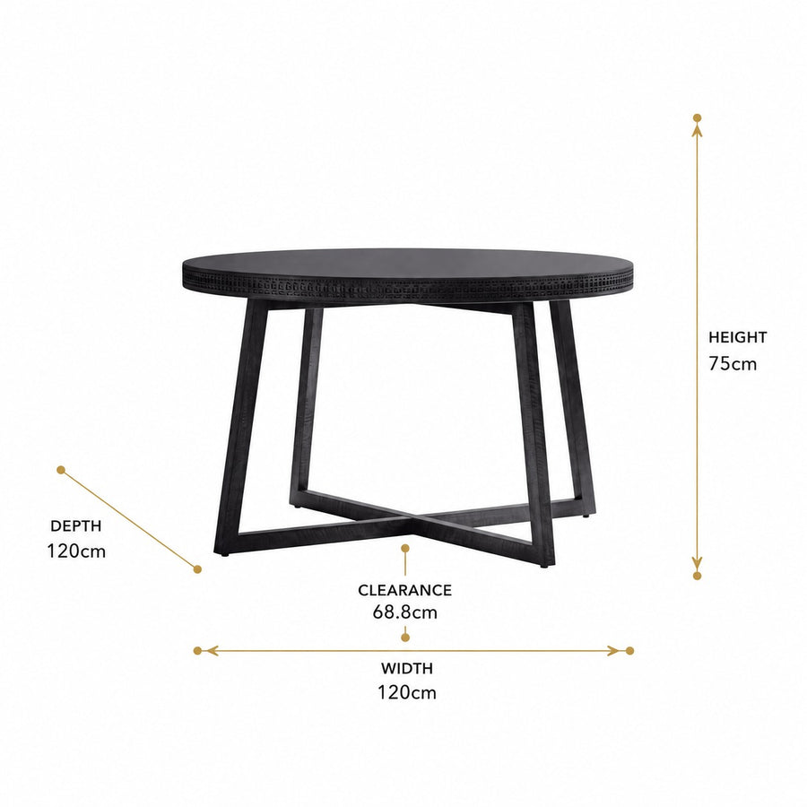 Boho Boutique Round Dining Table dimensions