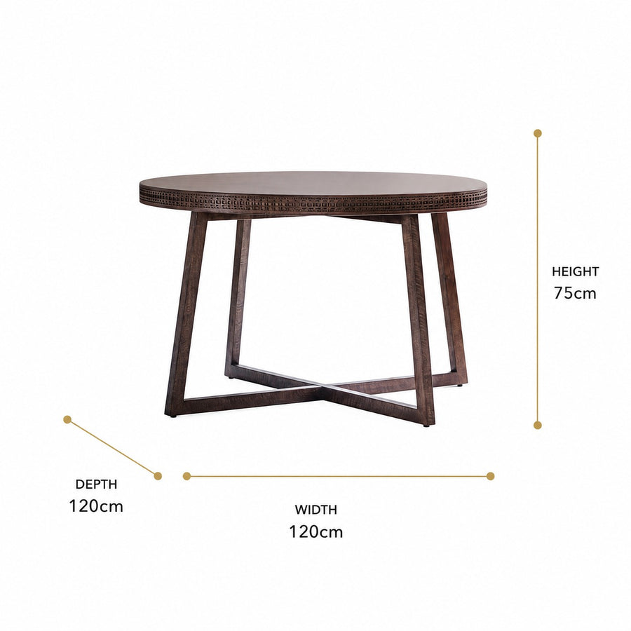 Boho Retreat Round Dining Table dimensions
