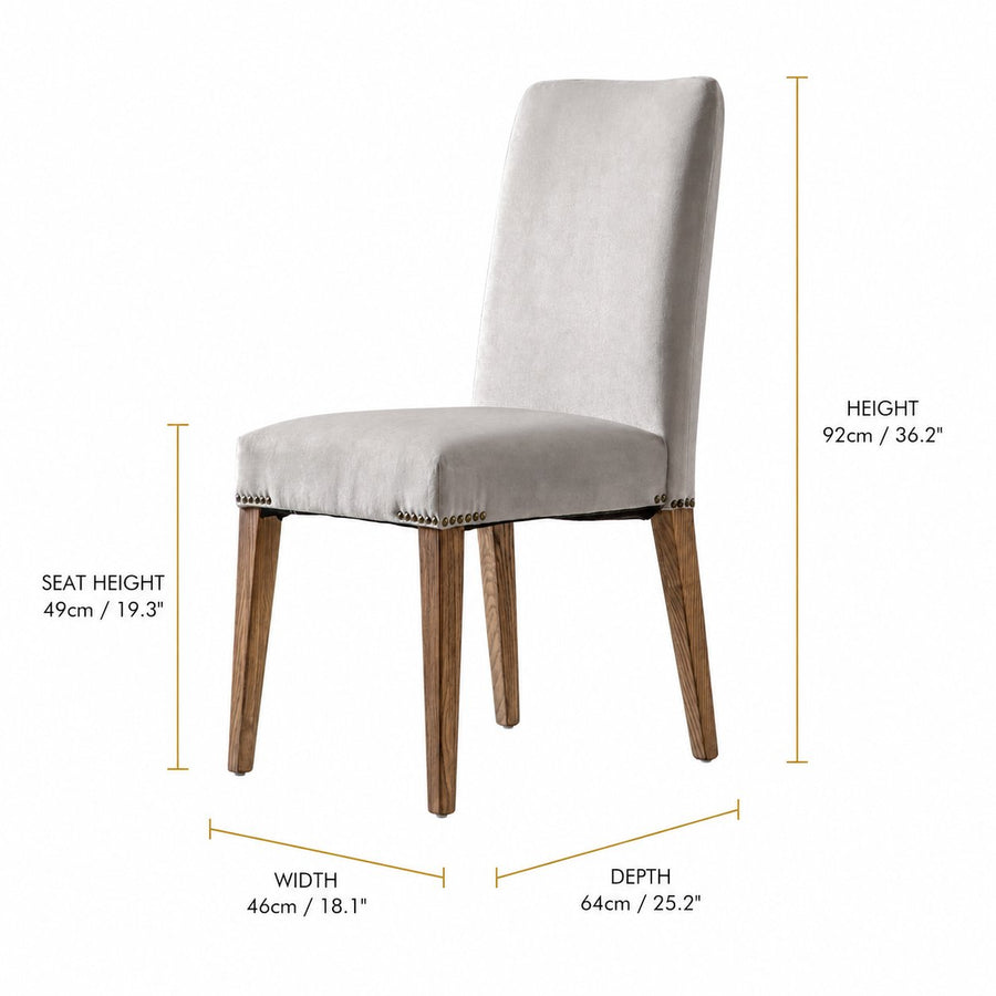 Highgrove Dove Velvet Dining Chair (Pack of 2) dimensions