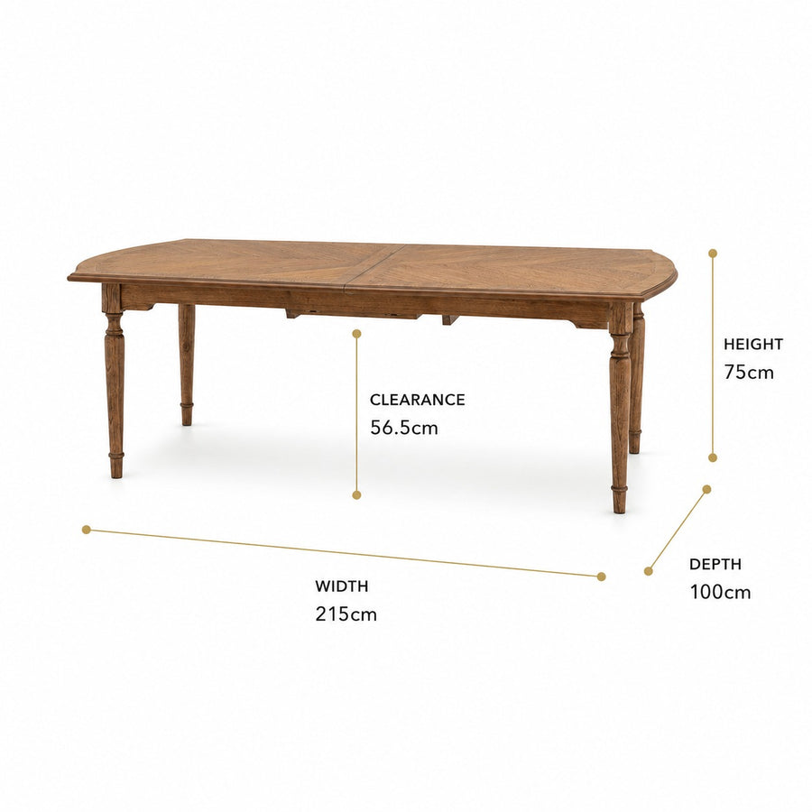 Highgrove Large Extending Dining Table dimensions