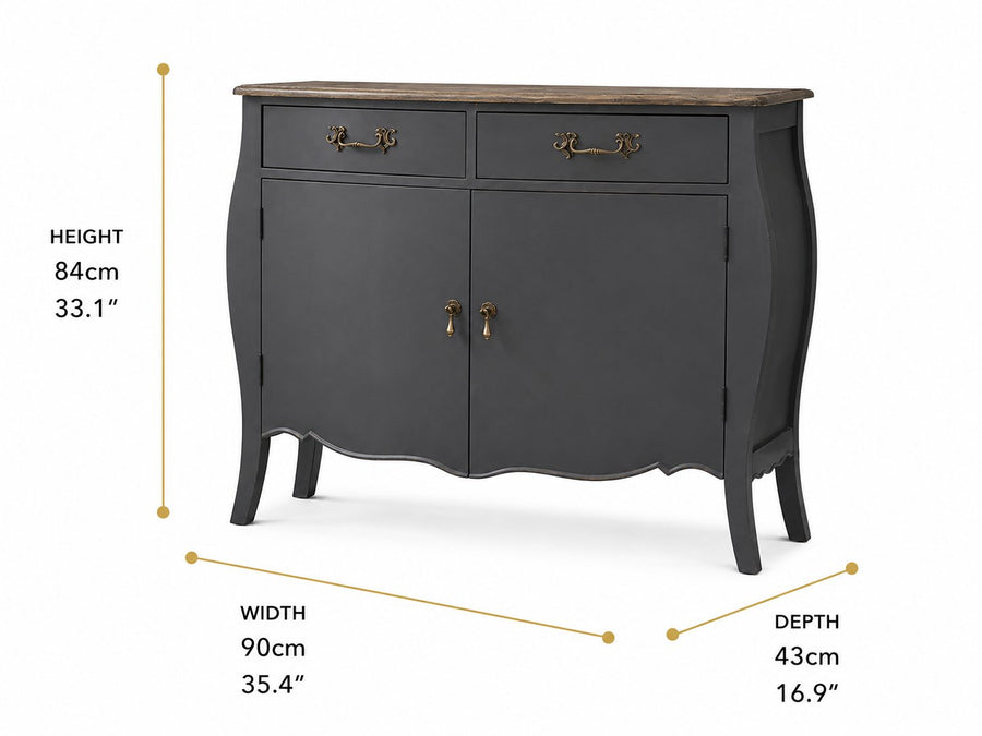Loire Two Door Dark Grey Sideboard dimensions