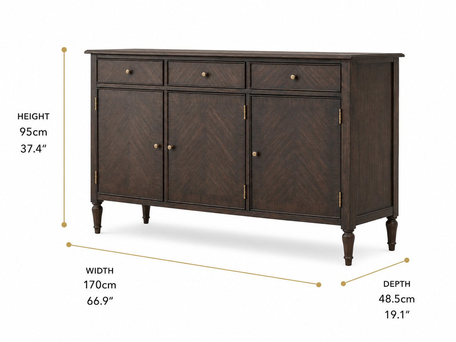 Madison Large 3 Door Sideboard dimensions