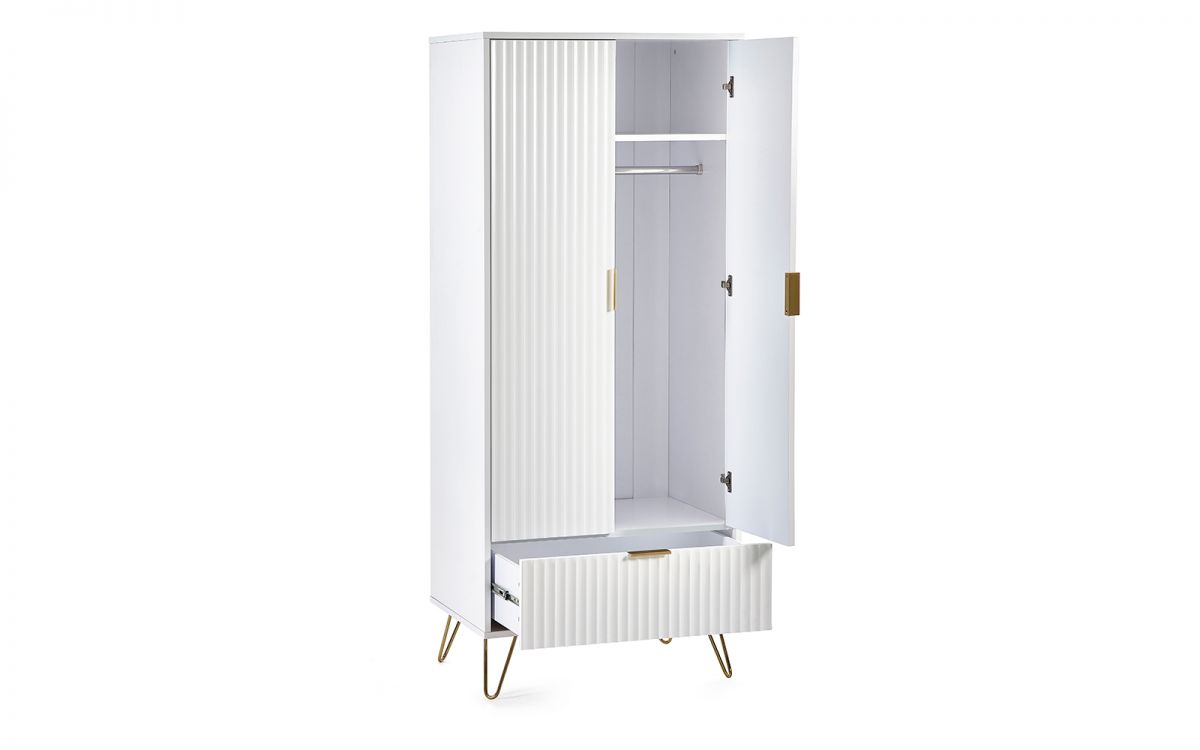 Murano 2 Door 1 Drawer Wardrobe - Matt White