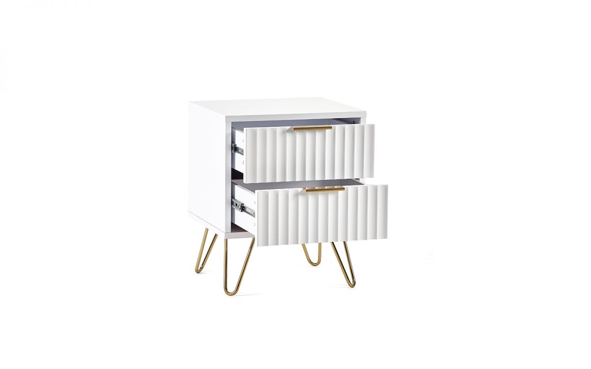 Murano 2 Drawer Bedside - Matt White