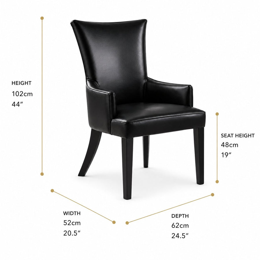 Vanessa Style Leather Dining Chair dimensions