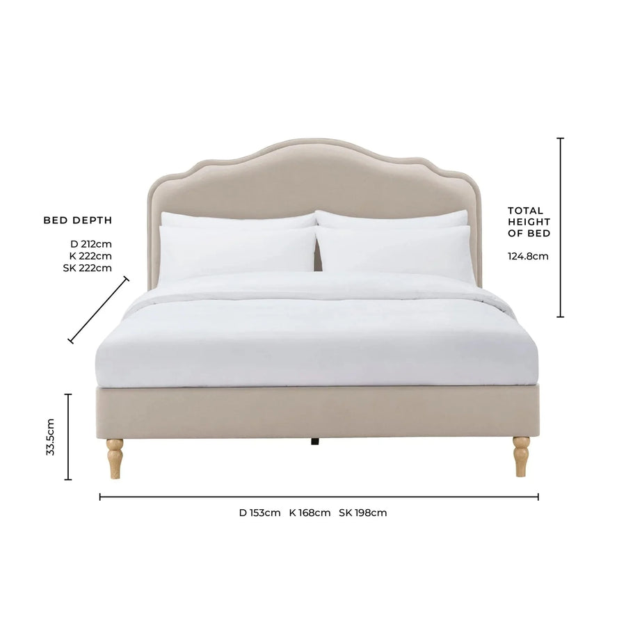 Élodie Upholstered Bed Frame dimensions
